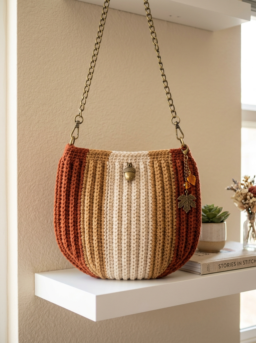 Herbstliche Schultertasche in Terracotta häkeln