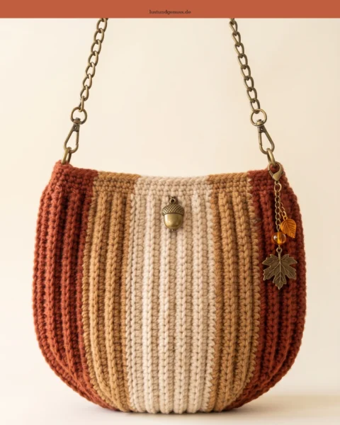 Herbstliche Schultertasche in Terracotta häkeln