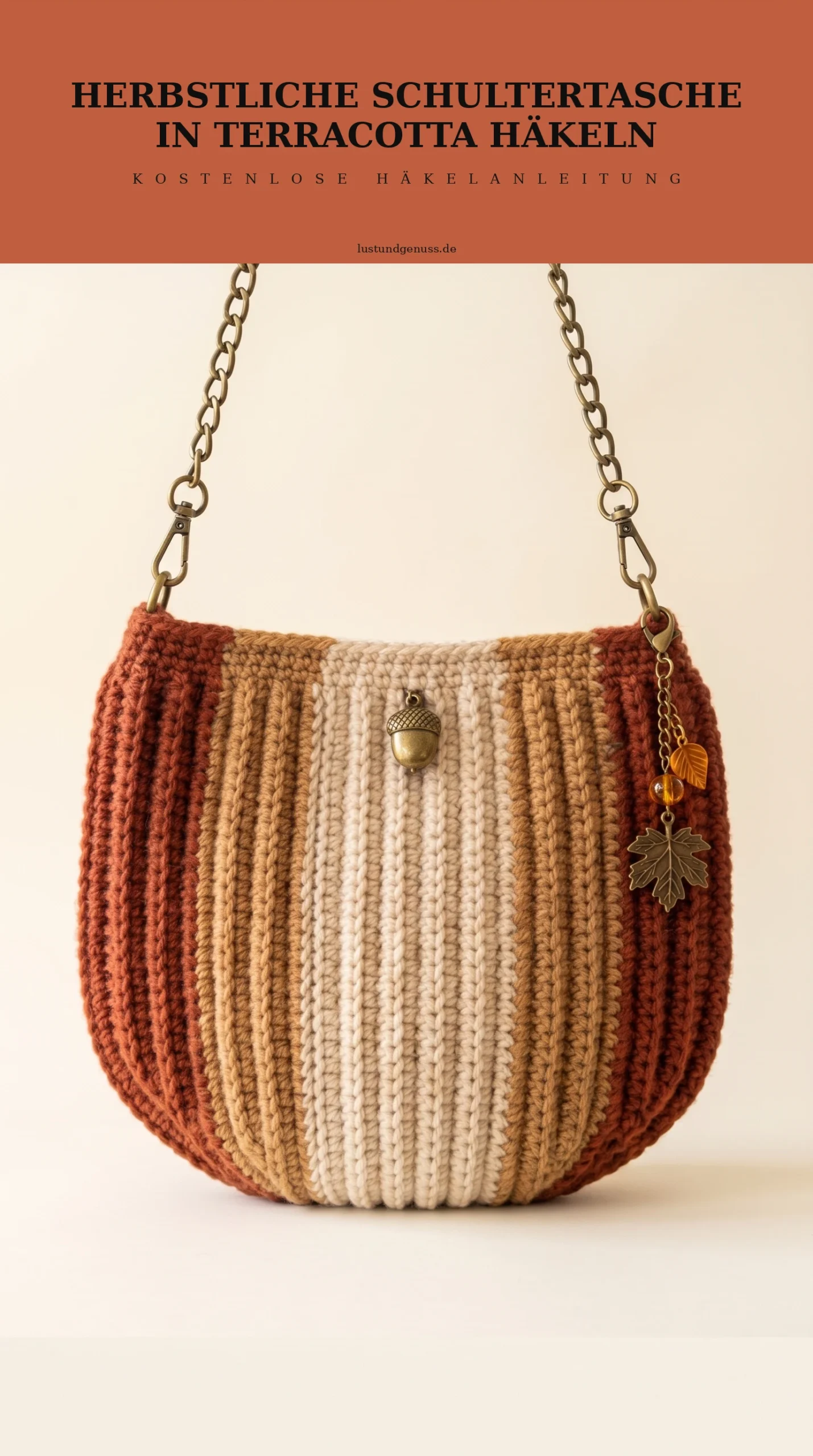 Herbstliche Schultertasche in Terracotta häkeln