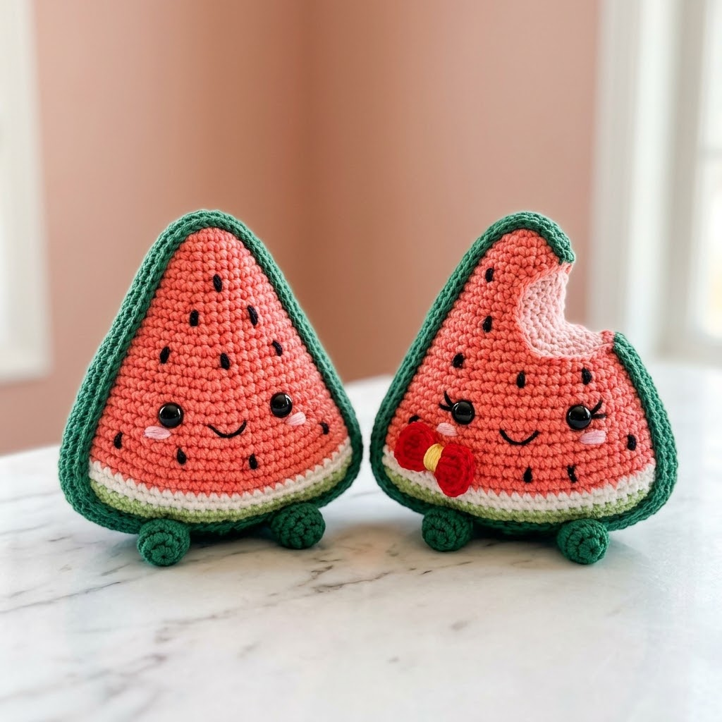 Wassermelonen-Scheiben häkeln – süßes Amigurumi-Pärchen für den Sommer