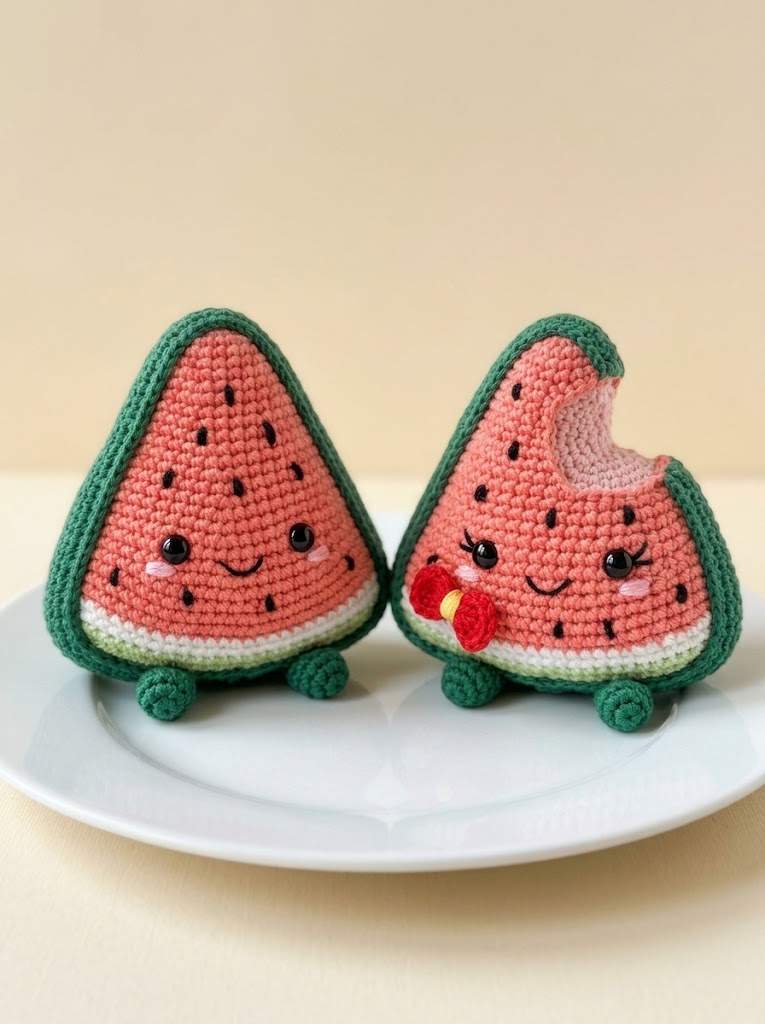 Wassermelonen-Scheiben häkeln – süßes Amigurumi-Pärchen für den Sommer