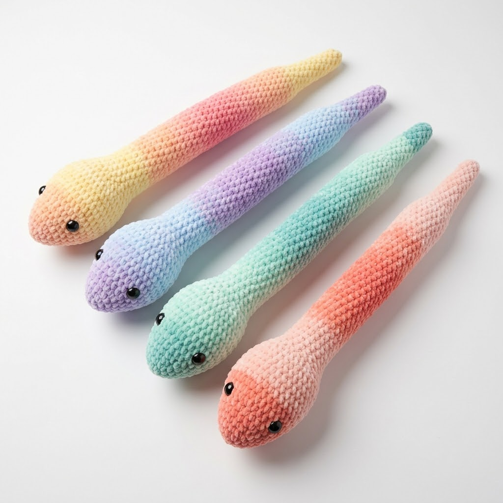 Pastell-Regenbogenschlange häkeln – Amigurumi für Anfänger