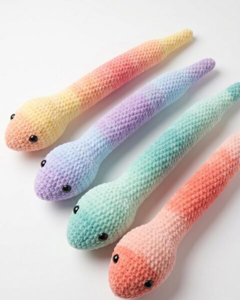 Pastell-Regenbogenschlange häkeln – Amigurumi für Anfänger