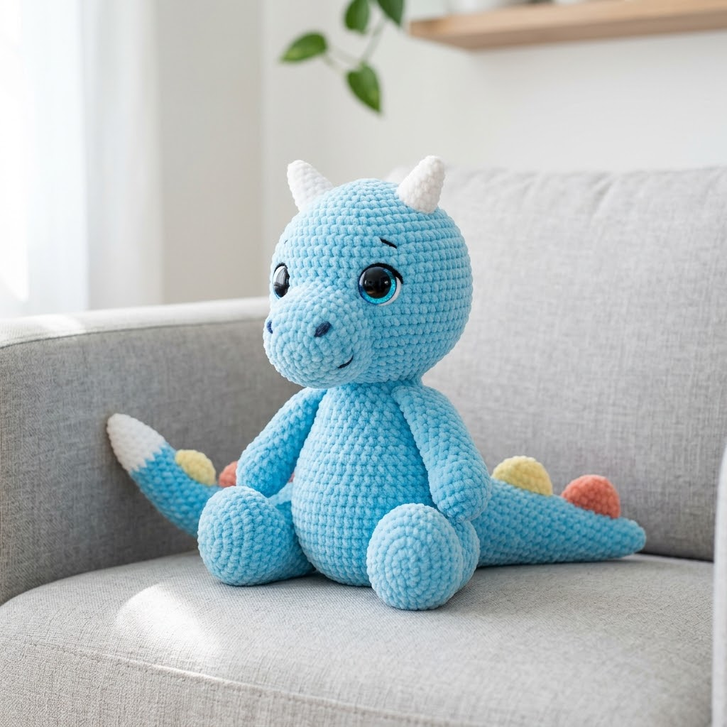 Himmelblauer Drache häkeln – Amigurumi-Anleitung