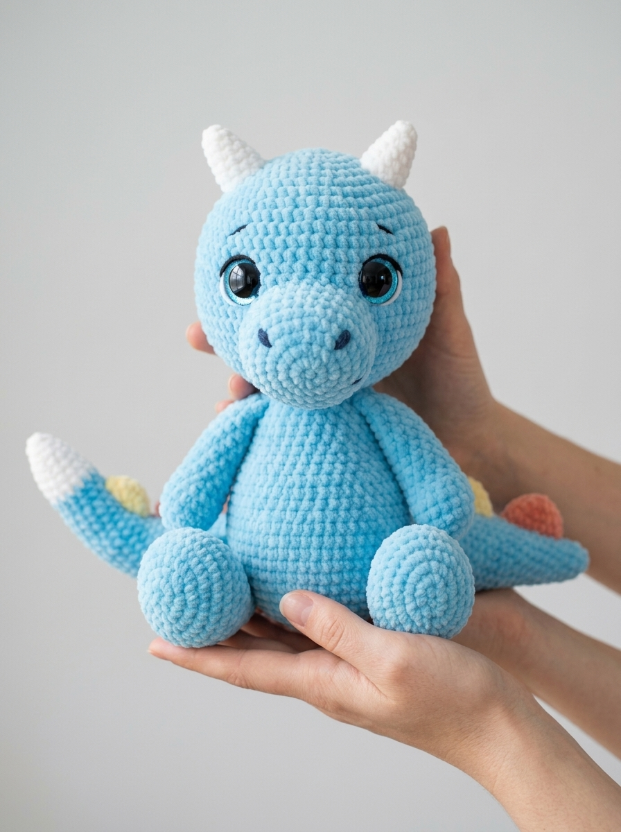 Himmelblauer Drache häkeln – Amigurumi-Anleitung