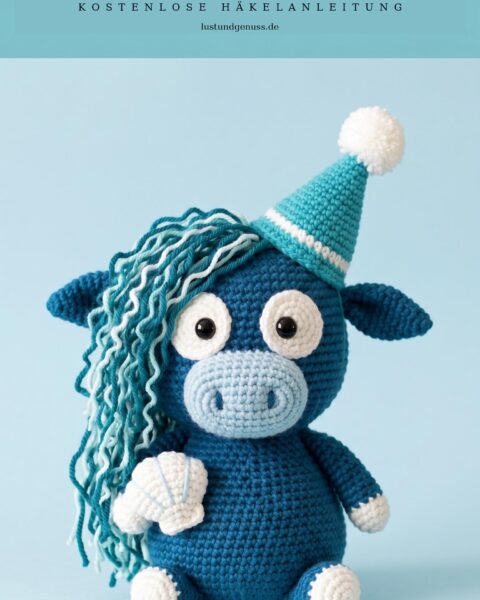 Hochlandrind in Ozeanblau häkeln – Amigurumi-Anleitung