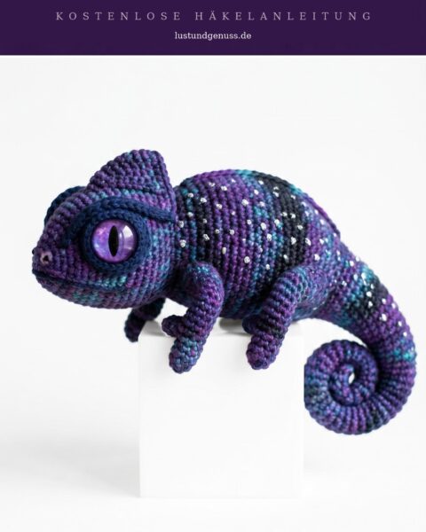 Chamäleon im Galaxie-Look häkeln – Amigurumi-Anleitung