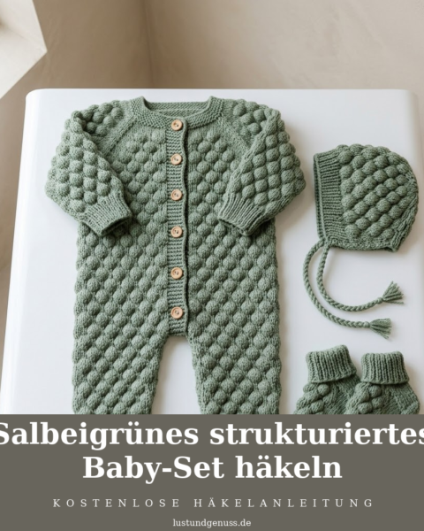 Salbeigrünes strukturiertes Baby-Set häkeln