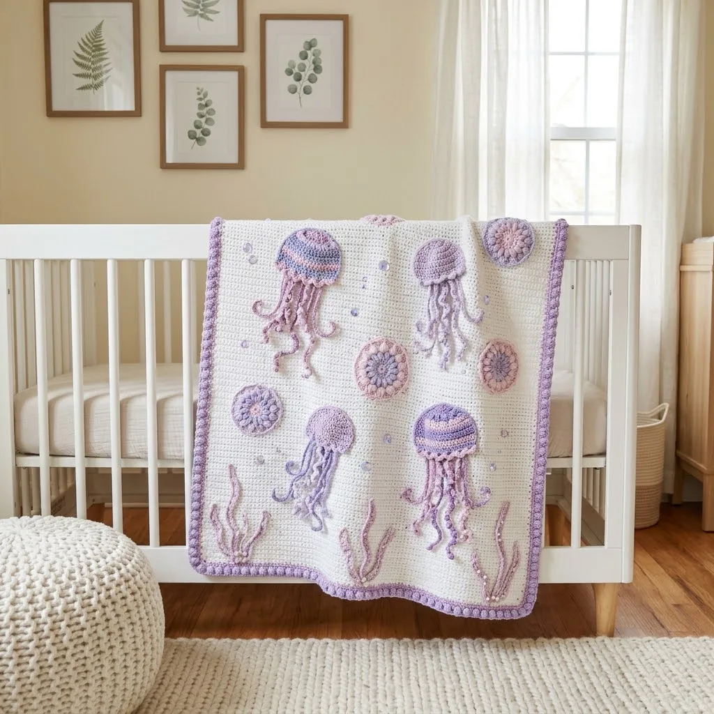 Lavendel-Quallen-Babydecke häkeln