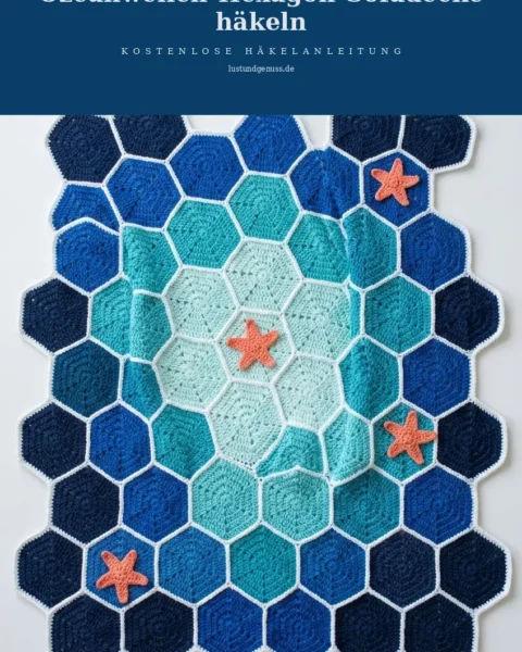 Ozeanwellen-Hexagon-Sofadecke häkeln