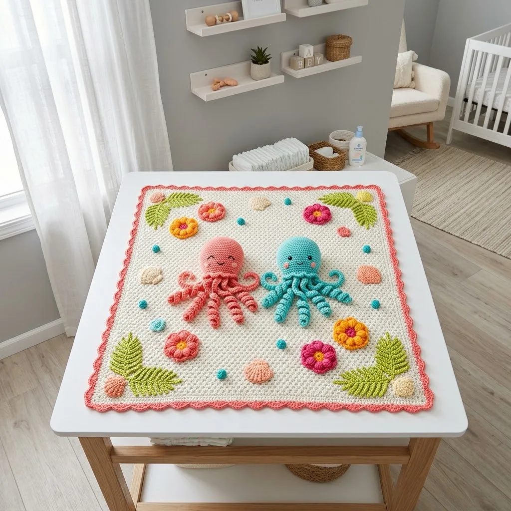 Tropische Oktopus-Babydecke häkeln
