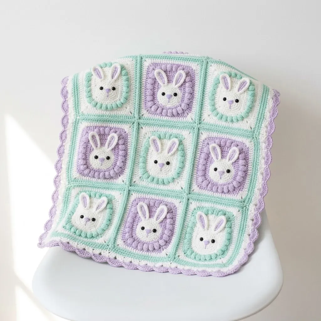 Minz-Lavendel-Hasen-Babydecke häkeln