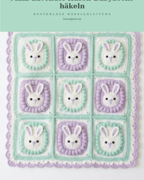 Minz-Lavendel-Hasen-Babydecke häkeln