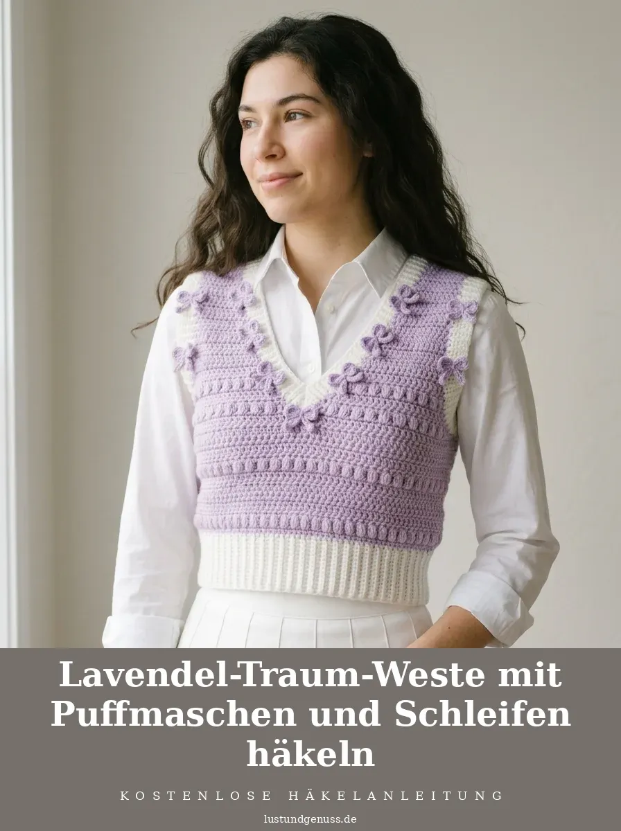 Lavendel-Traum-Weste mit Puffmaschen und Schleifen häkeln