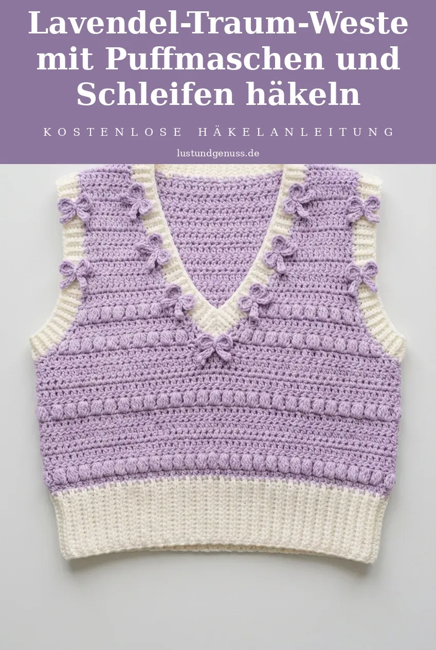 Lavendel-Traum-Weste mit Puffmaschen und Schleifen häkeln