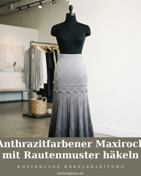Anthrazitfarbener Maxirock mit Rautenmuster häkeln