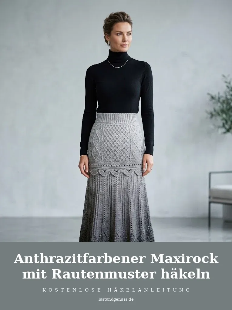 Anthrazitfarbener Maxirock mit Rautenmuster häkeln