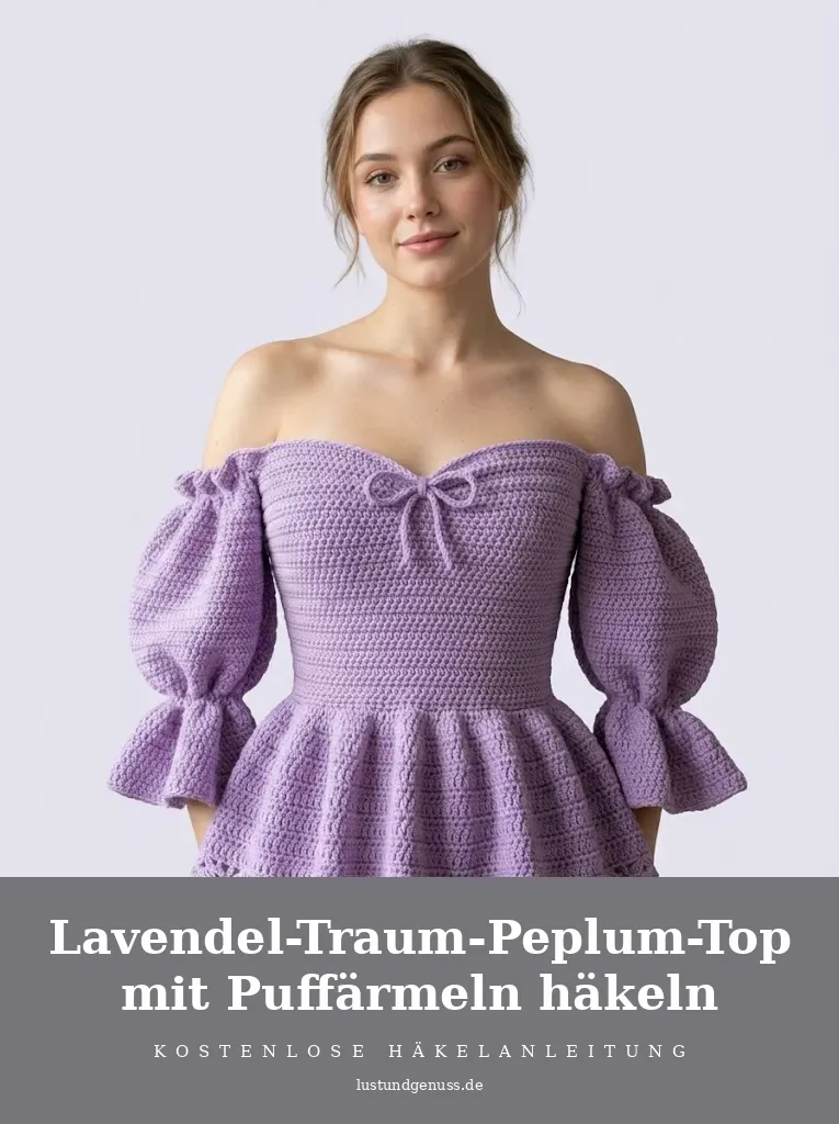 Lavendel-Traum-Peplum-Top mit Puffärmeln häkeln