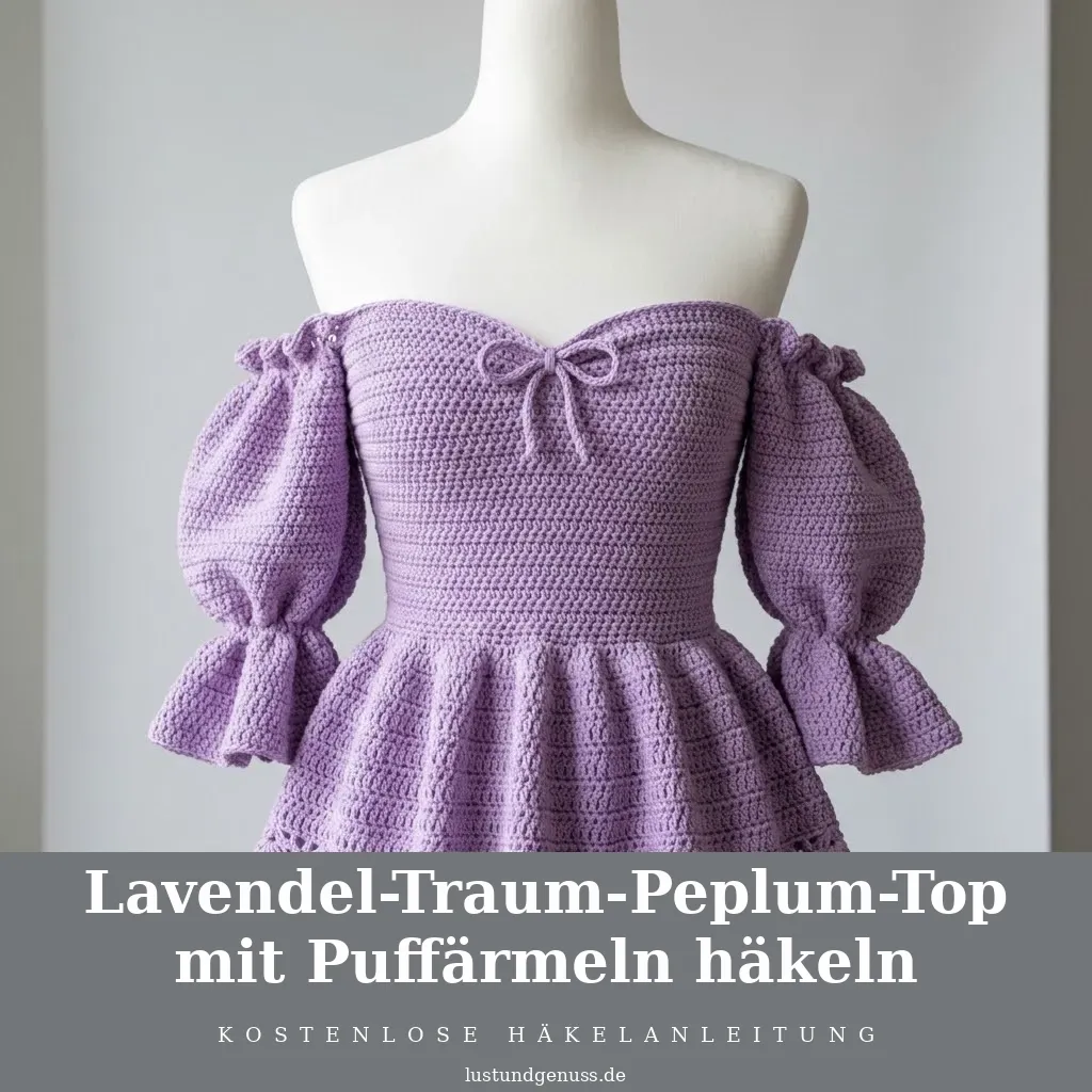 Lavendel-Traum-Peplum-Top mit Puffärmeln häkeln