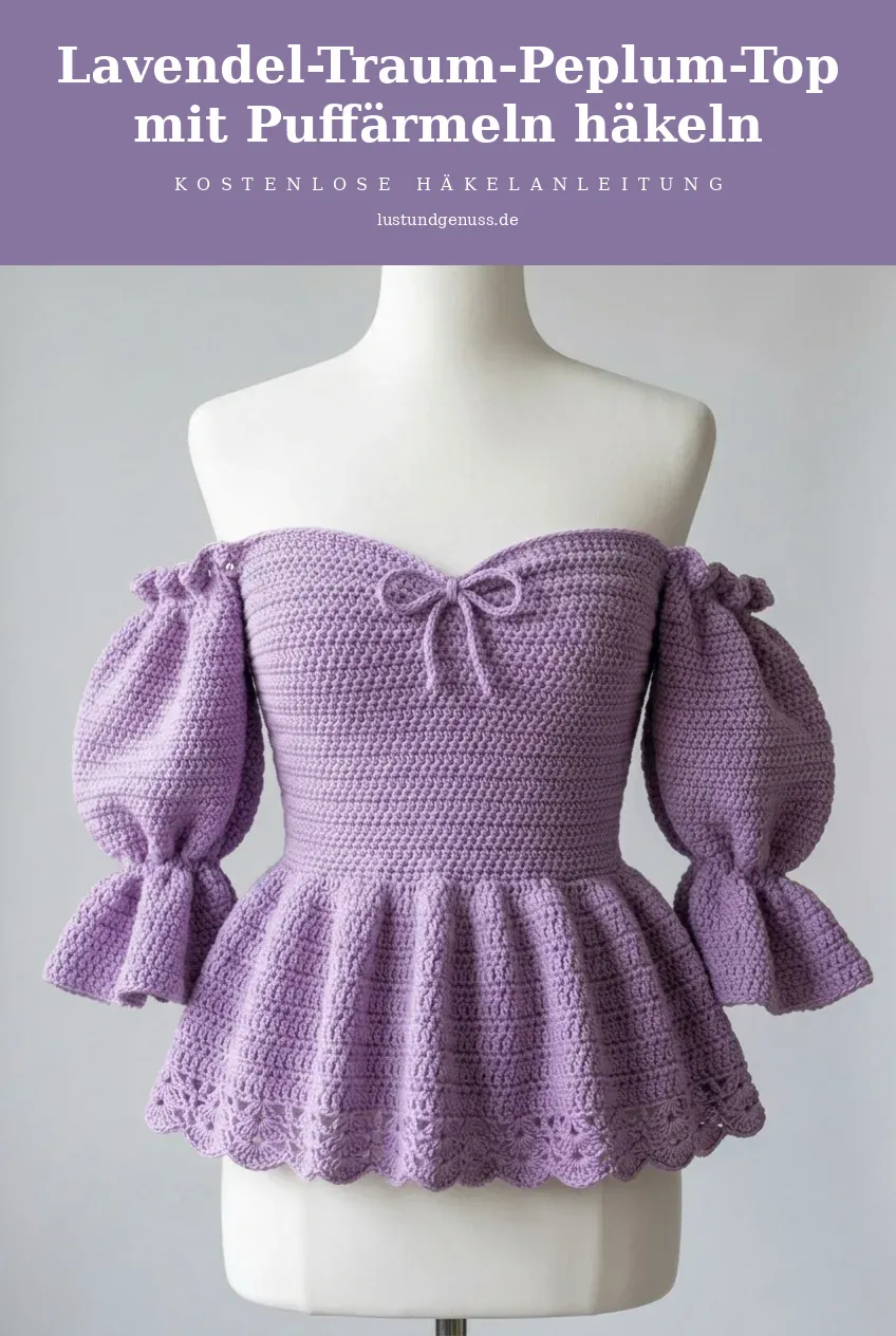 Lavendel-Traum-Peplum-Top mit Puffärmeln häkeln