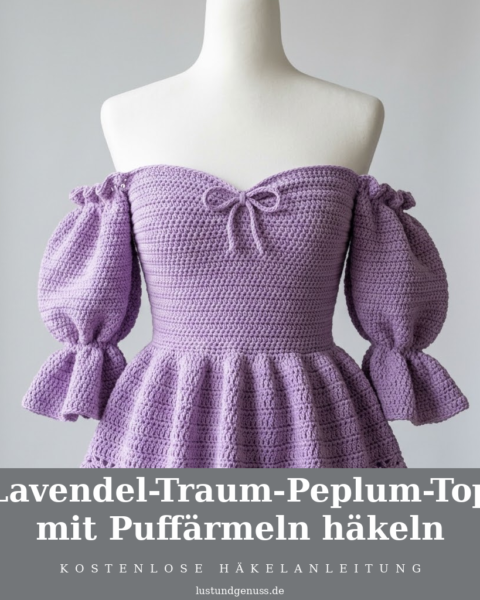 Lavendel-Traum-Peplum-Top mit Puffärmeln häkeln