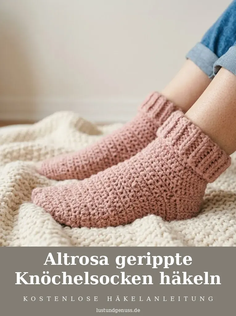 Altrosa gerippte Knöchelsocken häkeln