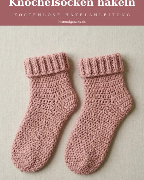 Altrosa gerippte Knöchelsocken häkeln