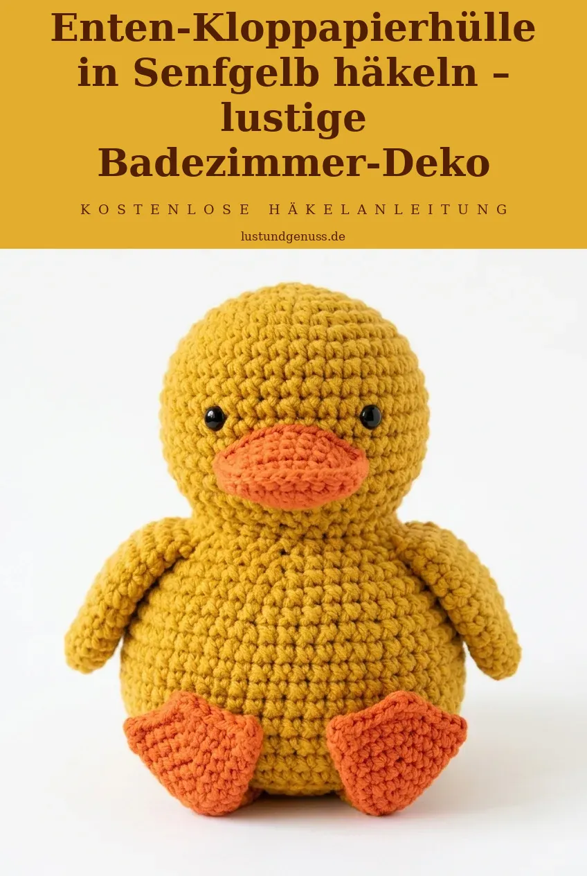 Enten-Kloppapierhülle in Senfgelb häkeln – lustige Badezimmer-Deko