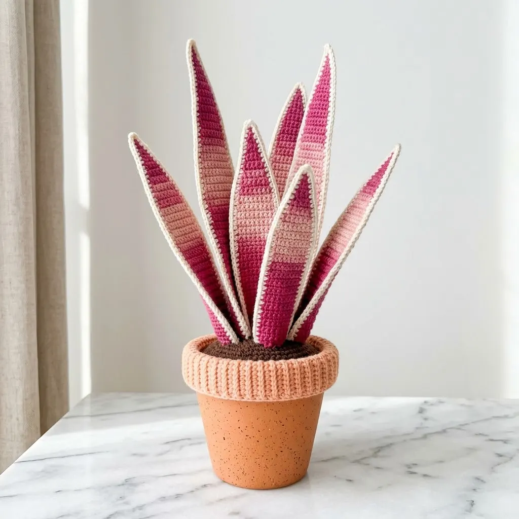 Rosa Ombre-Sansevieria häkeln – Amigurumi-Anleitung