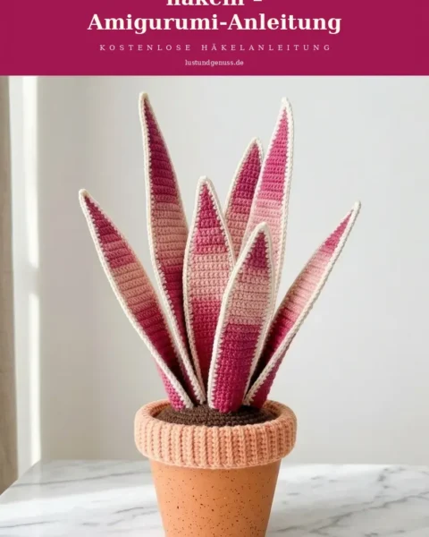 Rosa Ombre-Sansevieria häkeln – Amigurumi-Anleitung