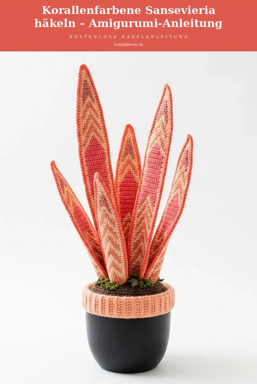 Korallenfarbene Sansevieria häkeln – Amigurumi-Anleitung