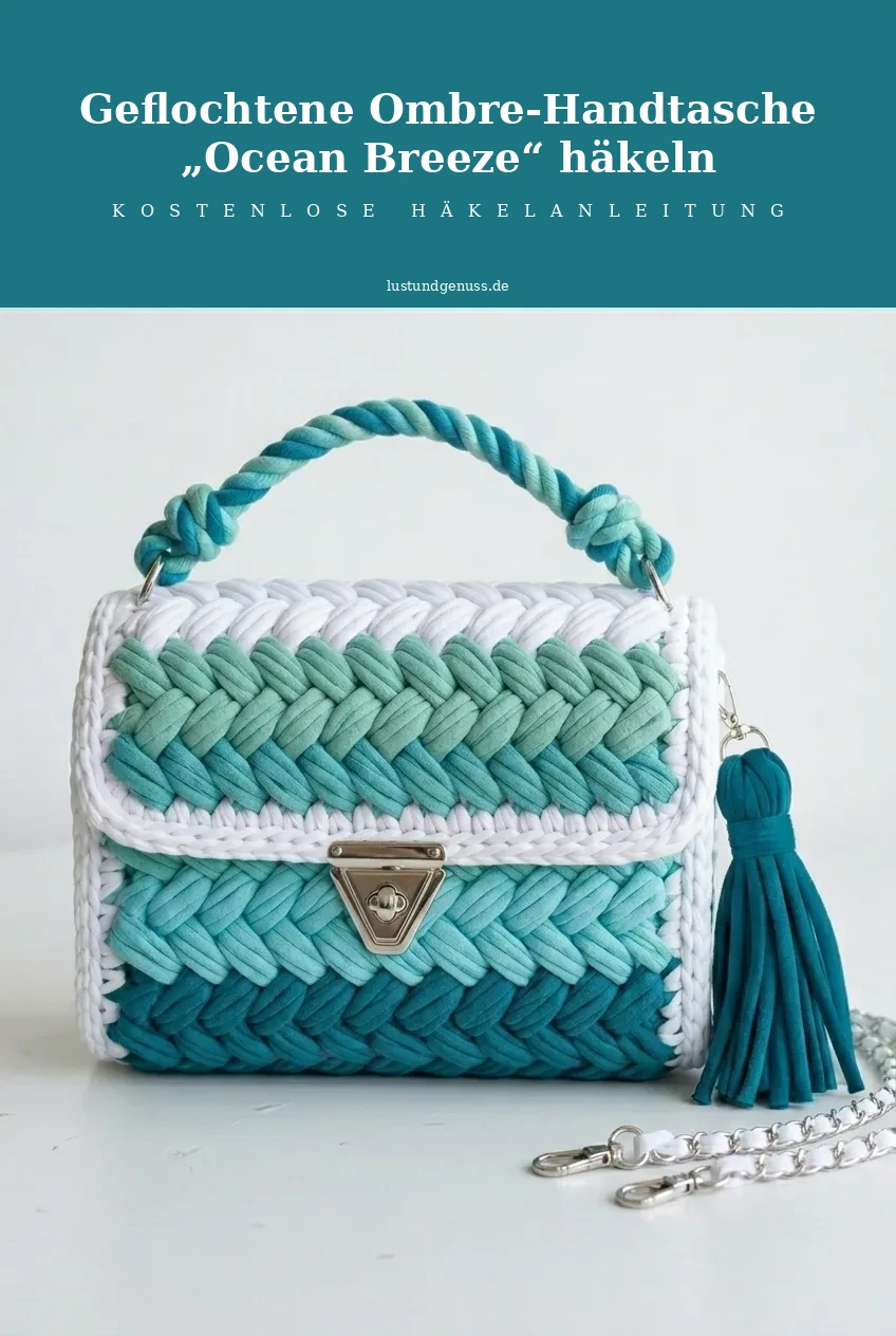 Geflochtene Ombre-Handtasche „Ocean Breeze häkeln