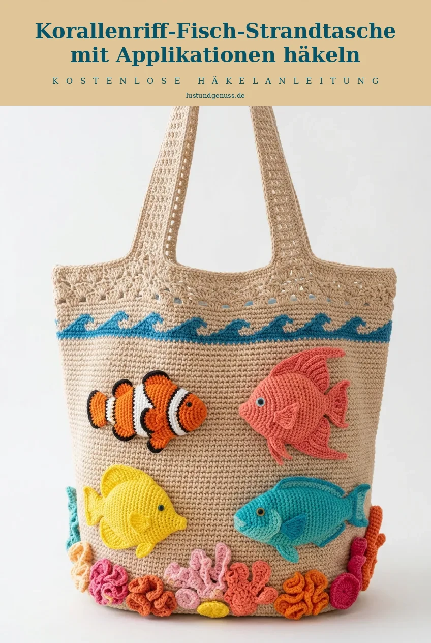 Korallenriff-Fisch-Strandtasche mit Applikationen häkeln