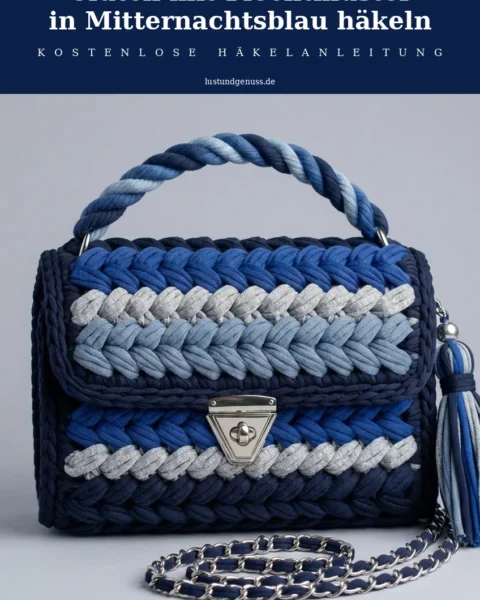 Clutch mit Flechtmuster in Mitternachtsblau häkeln