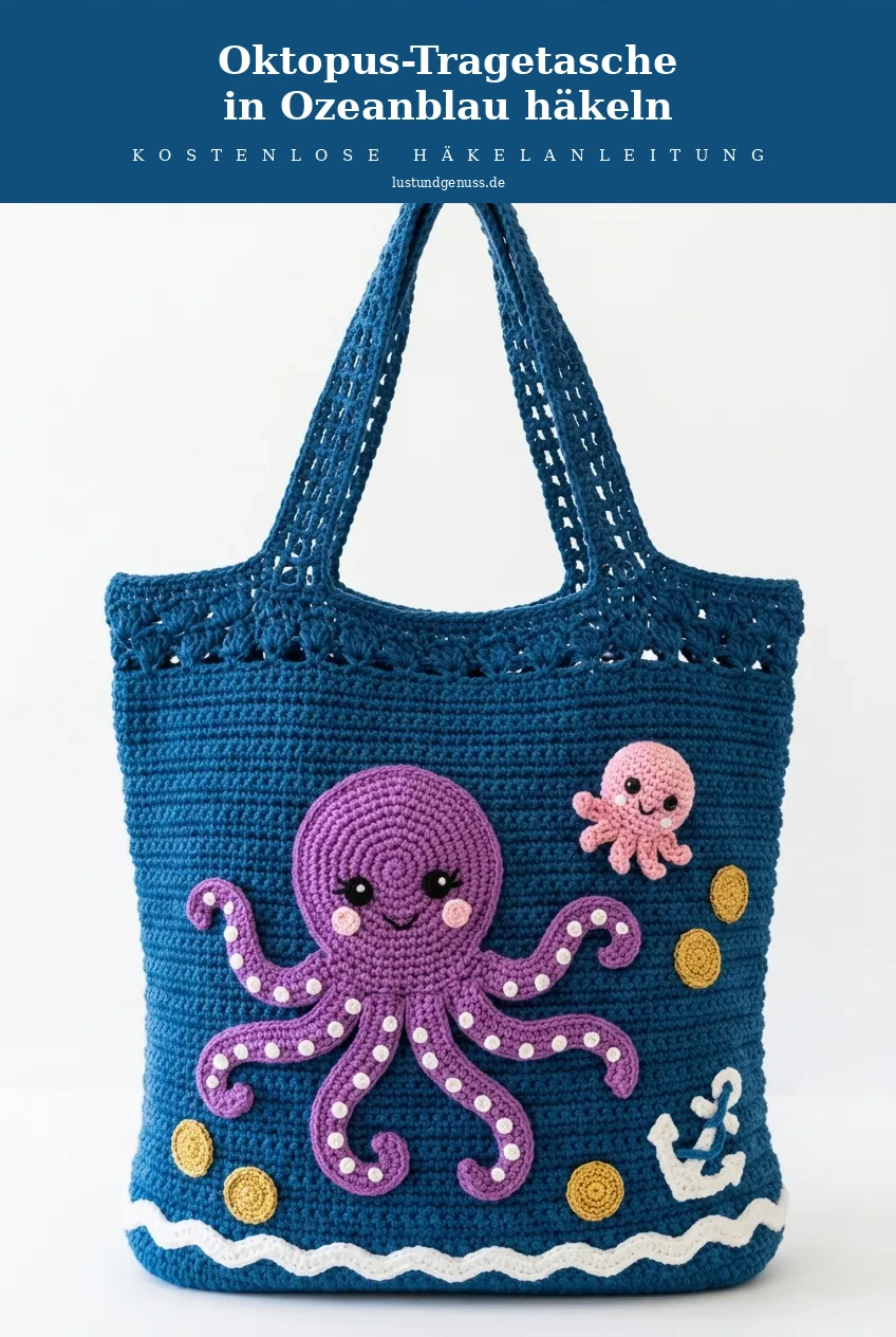 Oktopus-Tragetasche in Ozeanblau häkeln