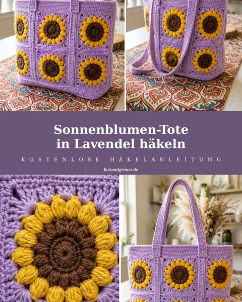 Sonnenblumen-Tote in Lavendel häkeln