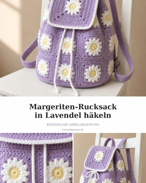 Margeriten-Rucksack in Lavendel häkeln