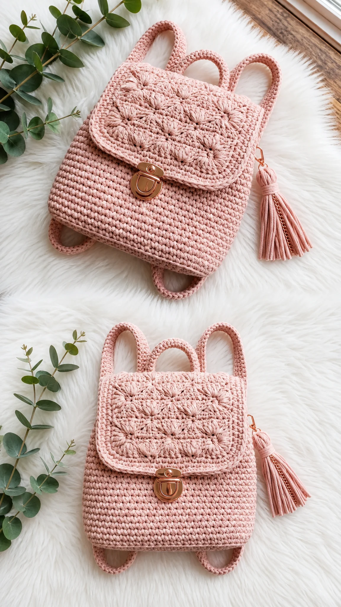 Mini-Rucksack in Zartrosa häkeln