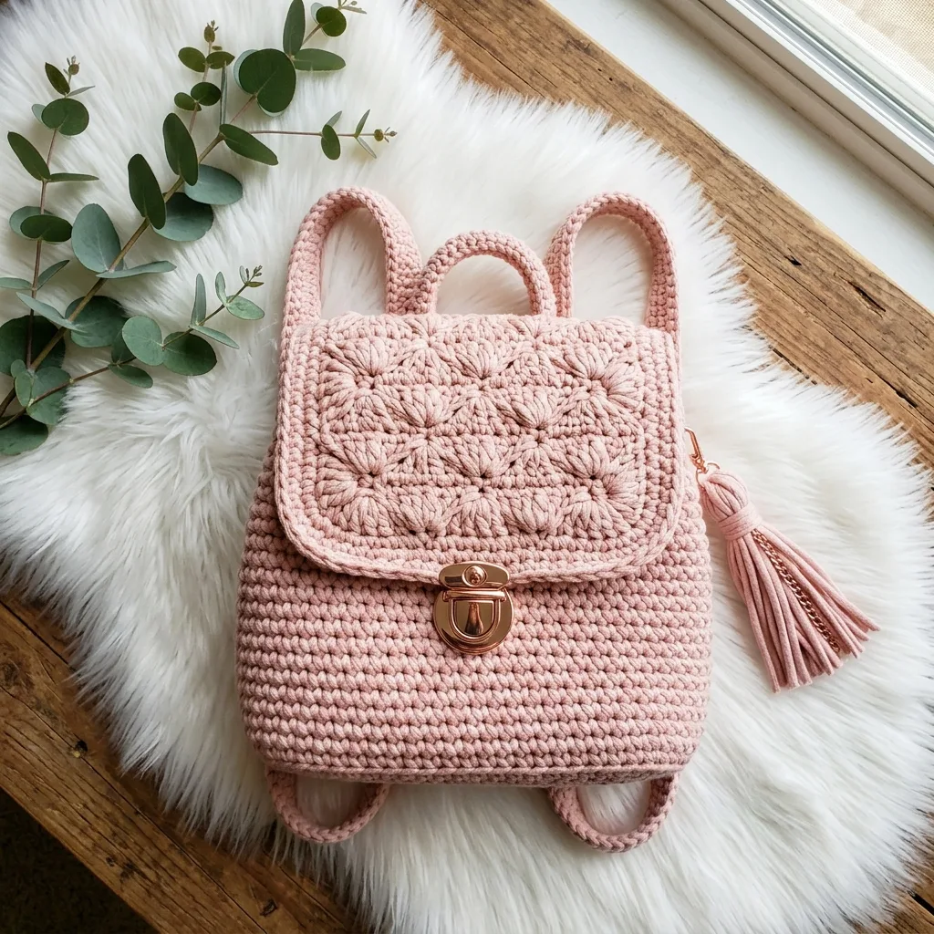 Mini-Rucksack in Zartrosa häkeln