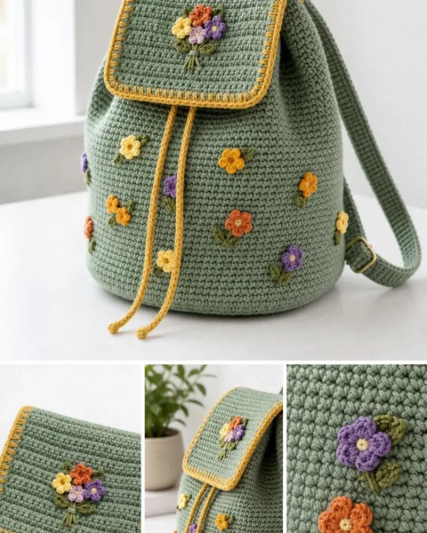Salbei-Wildblumen-Rucksack häkeln