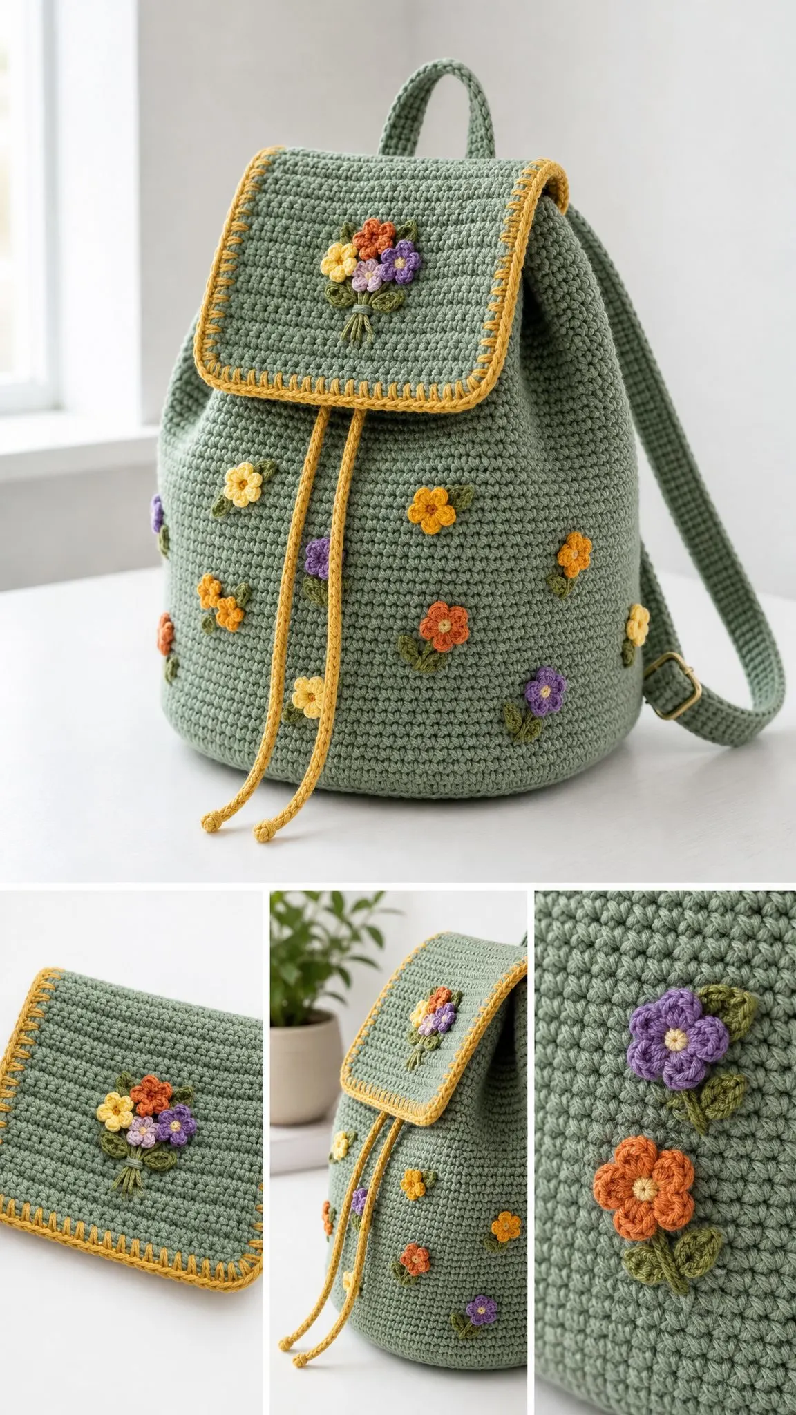 Salbei-Wildblumen-Rucksack häkeln