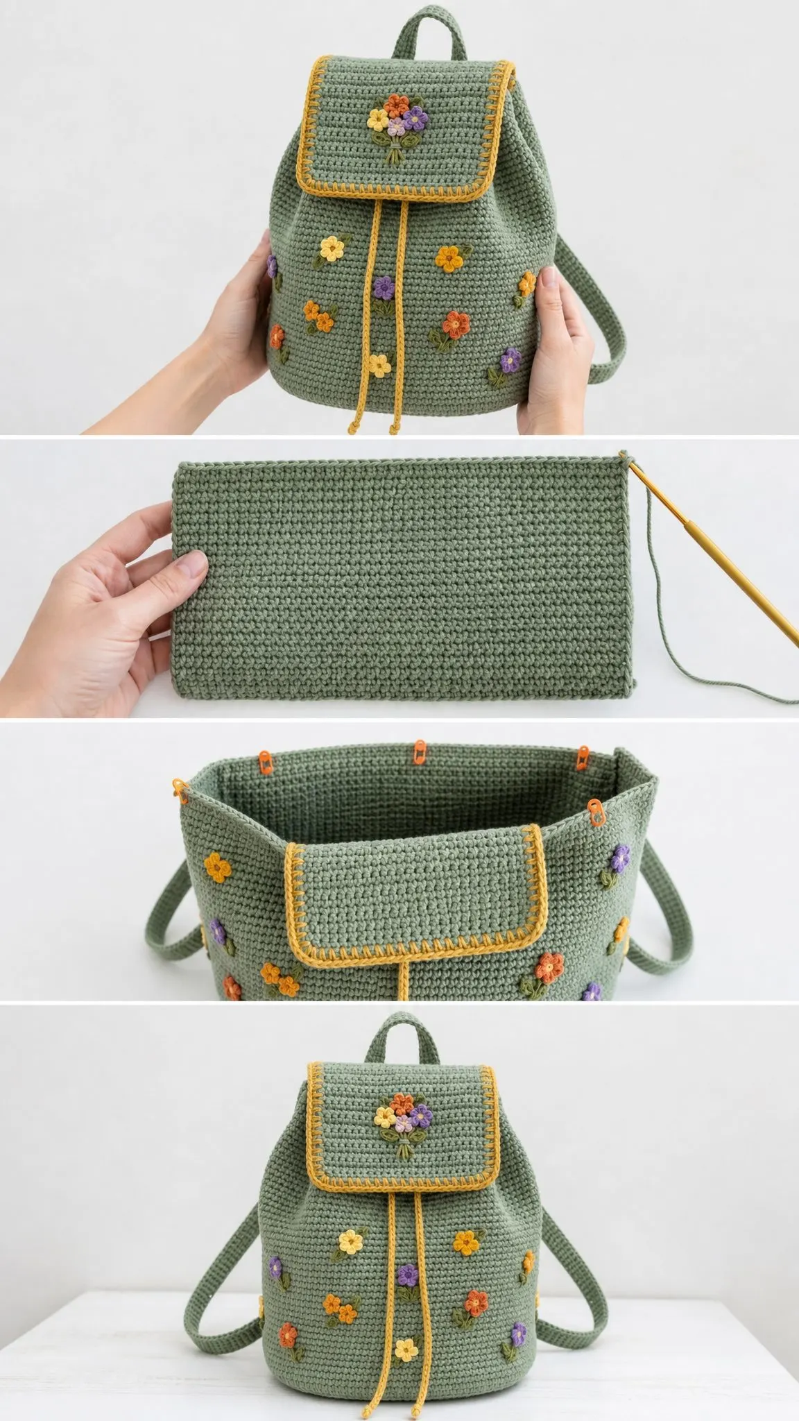 Salbei-Wildblumen-Rucksack häkeln
