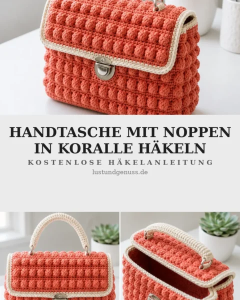 Handtasche mit Noppenmuster in Koralle häkeln