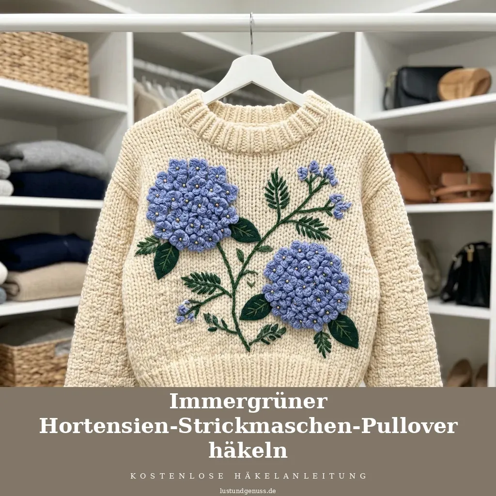 Immergrüner Hortensien-Strickmaschen-Pullover häkeln