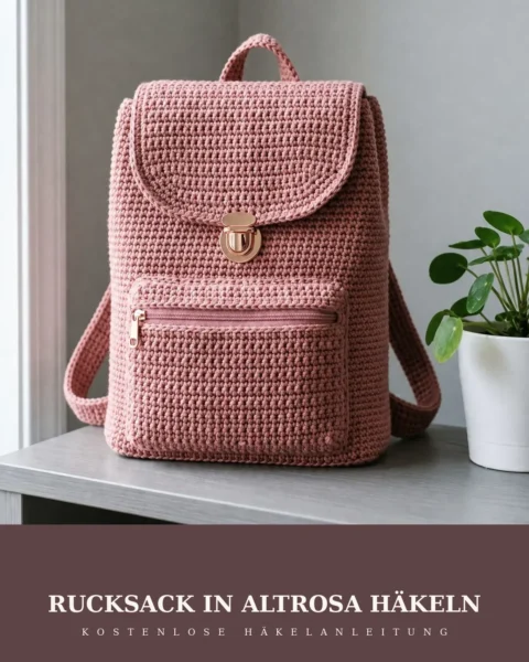 Rucksack in Altrosa häkeln