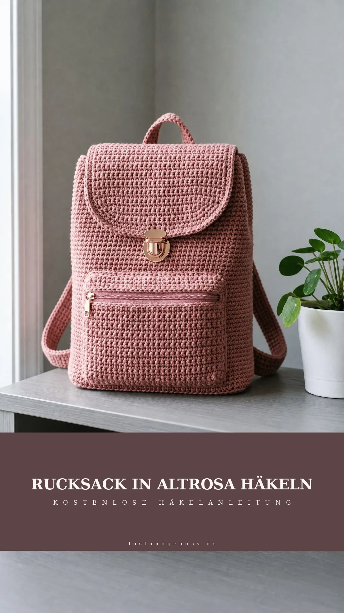 Rucksack in Altrosa häkeln